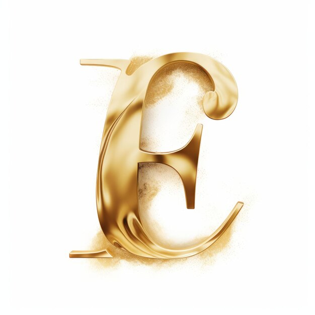Photo a gold metal letter font on white background