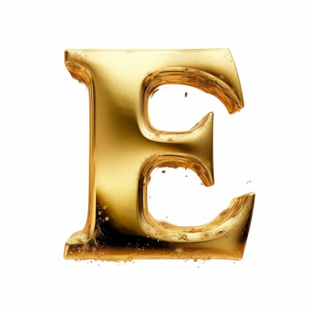 Photo a gold metal letter font on white background