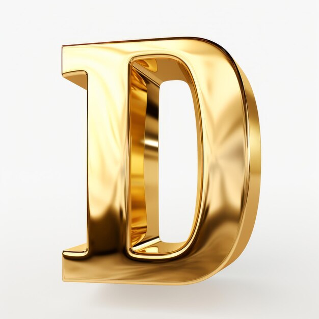 Photo a gold metal letter font on white background