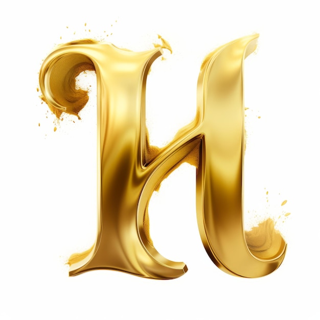 Photo a gold metal letter font on white background