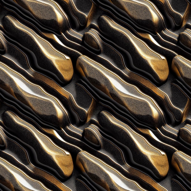 Gold metallic abstract dynamic seamless pattern Luxurious golden shiny background