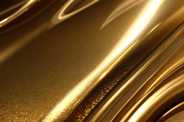 gold metallic silk flowing wave luxury abstract background 3d rendering