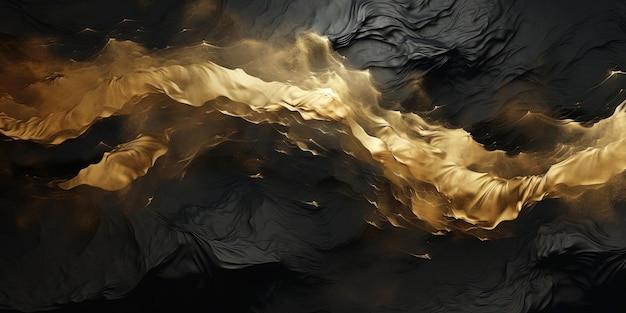 gold metallic wallpaper with fluid motion in the style of dark