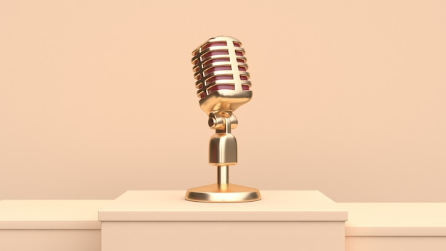 gold microphone 3d render