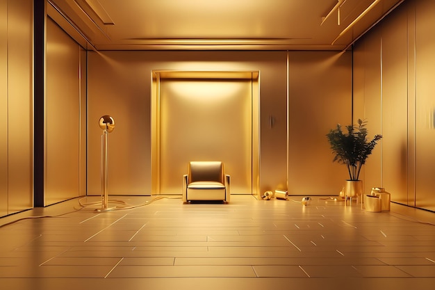 A gold minimal art space with empty room for background