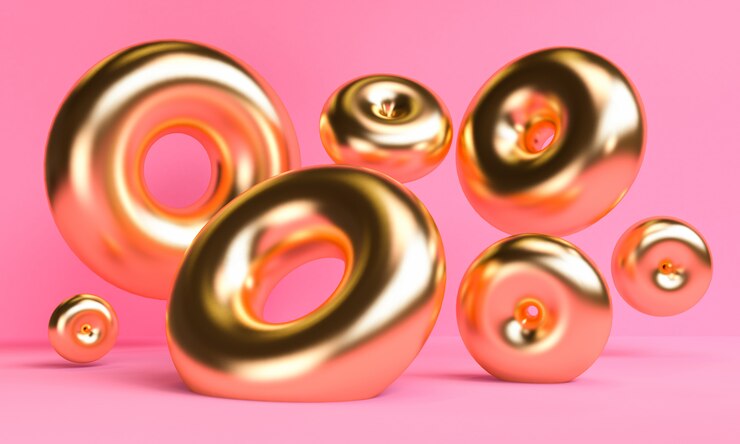 Photo ゴールドミニマリストの抽象的な背景、原始的な幾何学的図形、パステルカラー、3 dのレンダリング。