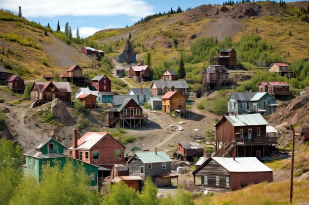 Photo gold mining town historical landmark generative ai