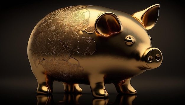 Gold money piggy bank Generative AI