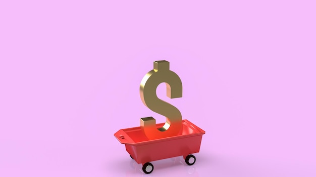 Photo the gold money symbol on trolley cart for business concept 3d rendering