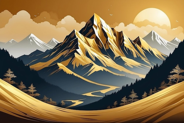 Photo gold mountain background vector