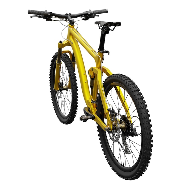 Gold mountain bike on an isolated white background 3d rendering