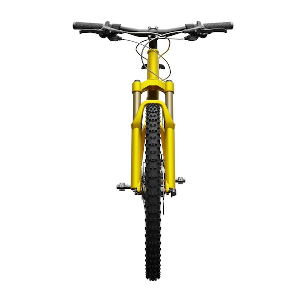 Gold mountain bike on an isolated white background 3d rendering