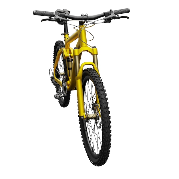 Gold mountain bike on an isolated white background 3d rendering