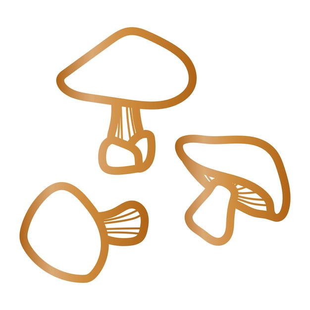 Золотой гриб png doodle наклейка прозрачный фон