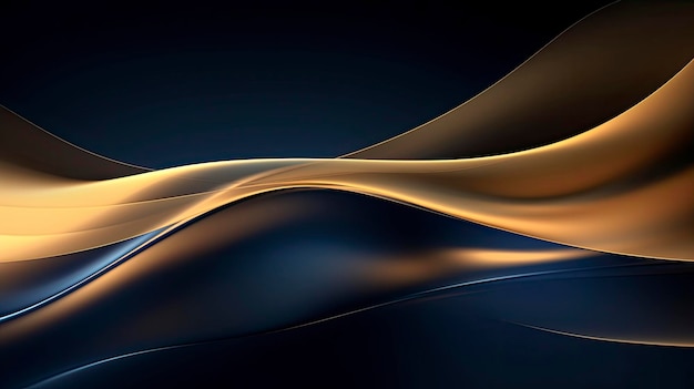 Gold and navy blue waves abstract