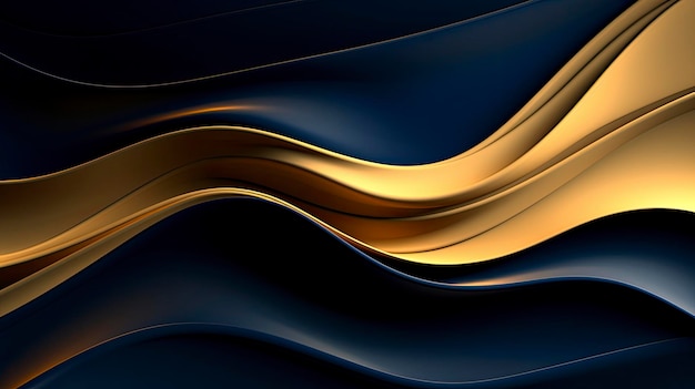 Gold and navy blue waves abstract