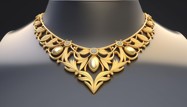 Gold necklace simple design Ai generated ar