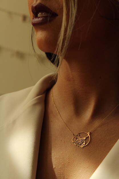 Photo gold necklace for women