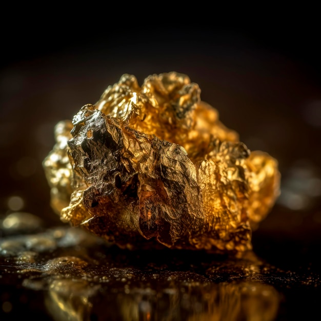 gold nugget on dark background pure piece of gold extracted from a mine created with Generative AI technology