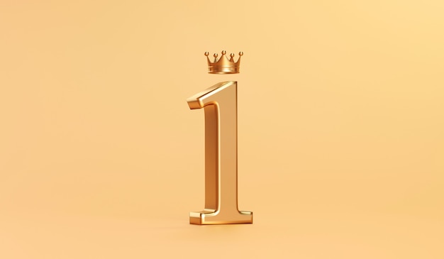 Gold number 1 and golden king crown award on success