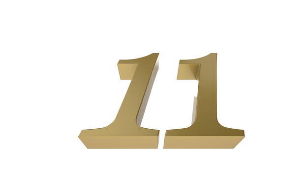 Photo gold number 11 eleven 3d illustration rendering