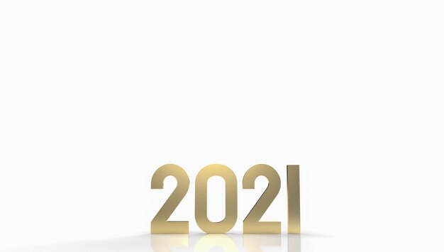 The  gold number 2021 for new year content 3d rendering.