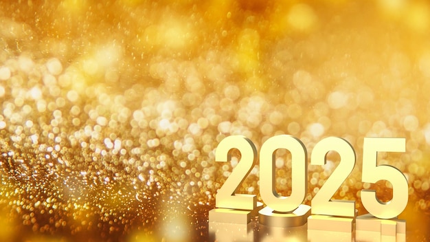 Foto il numero d'oro 2025 per il business concept 3d rendering