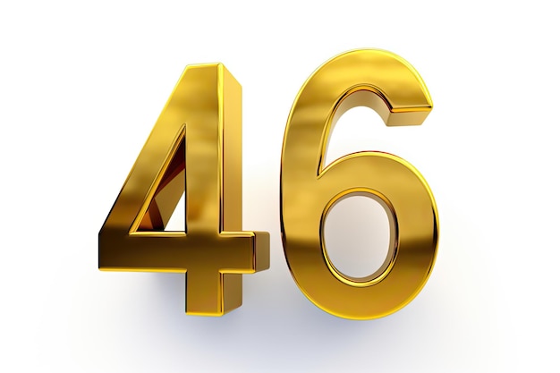 Gold Number 46 On White Background