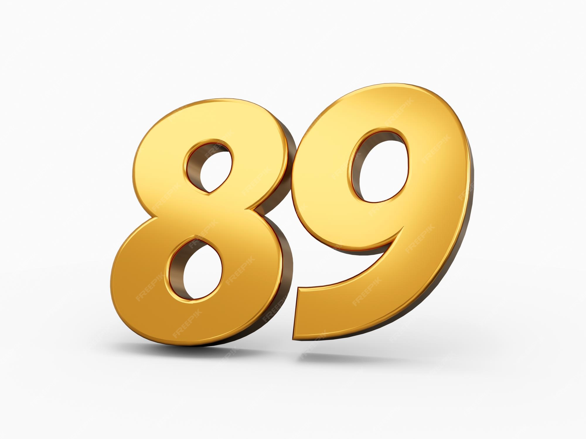 Premium Photo | Gold number 89 Eighty nine isolated white background