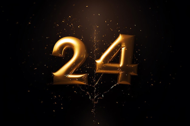 A gold number on a black background