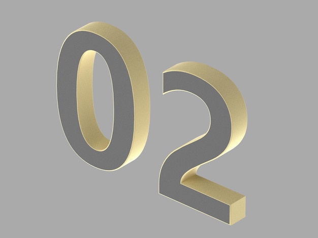 Gold number digit 3d illustration one two three