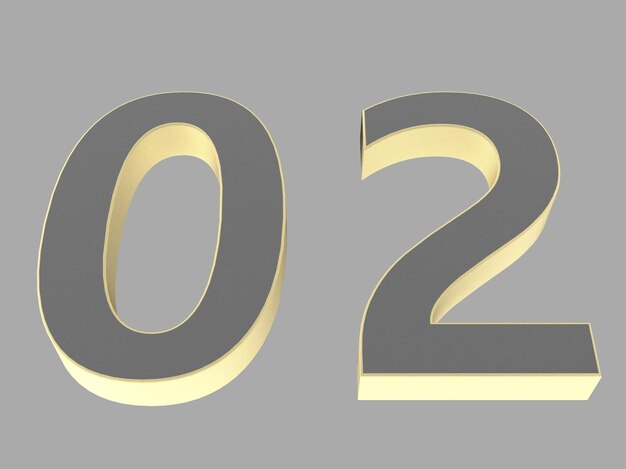 Gold number digit 3d illustration one two three