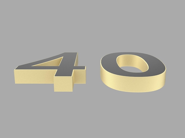 Gold number digit 3d illustration one two three