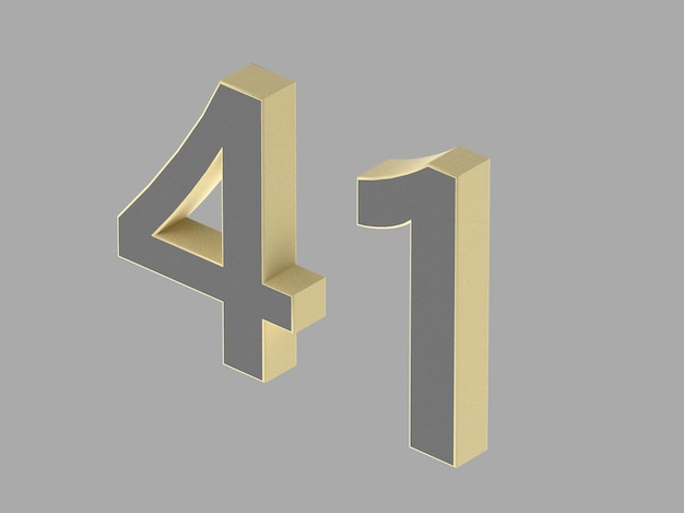 Gold number digit 3d illustration one two three