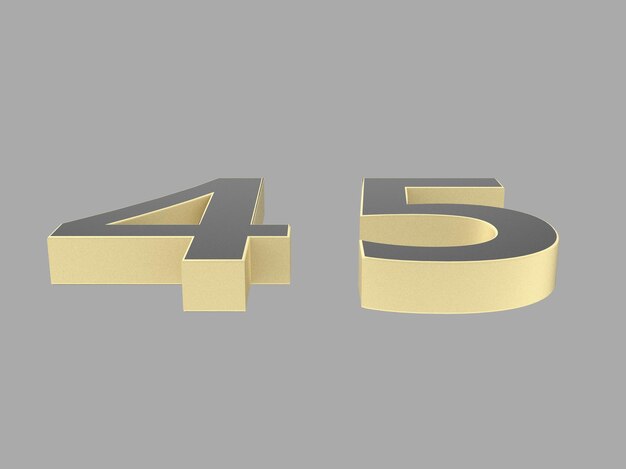 Foto illustrazione 3d della cifra del numero d'oro uno due tre