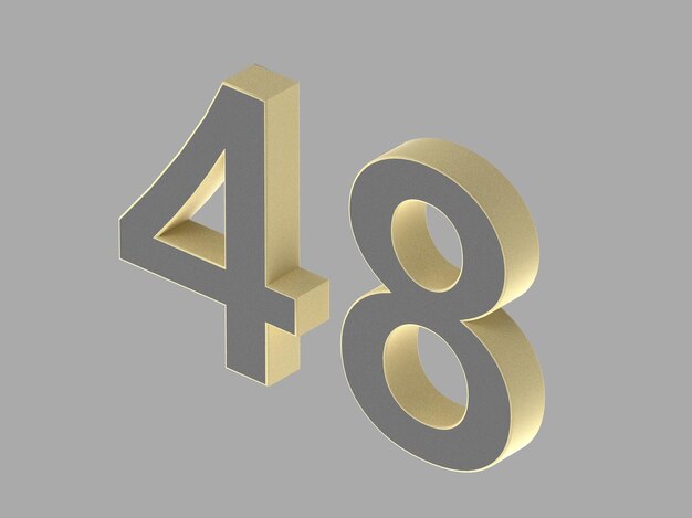 Gold number digit 3d illustration one two three