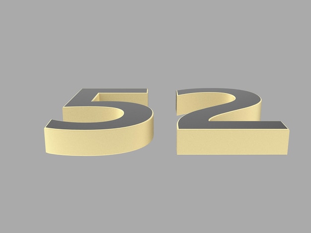 Gold number digit 3d illustration one two three