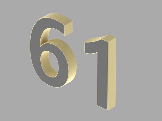 Gold number digit 3d illustration one two three