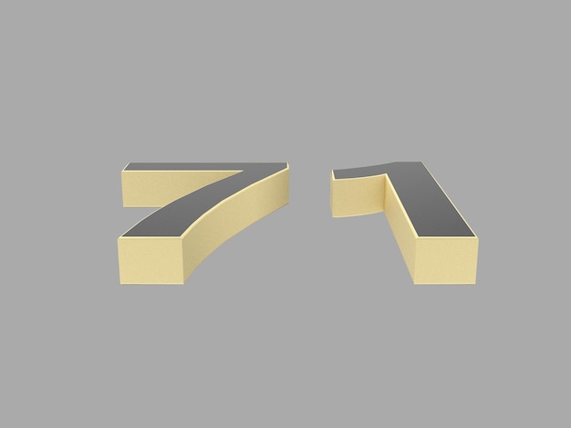 Gold number digit 3d illustration one two three