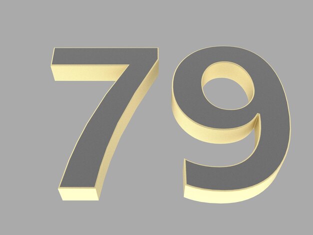 Gold number digit 3d illustration one two three