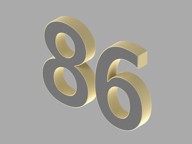Gold number digit 3d illustration one two three