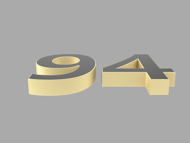 Gold number digit 3d illustration one two three