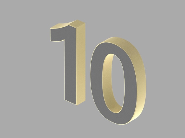 Gold number digit 3d illustration one two three