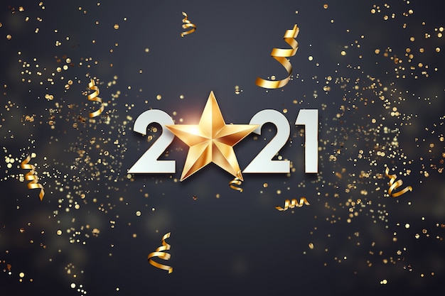 gold numbers and star isolated on black