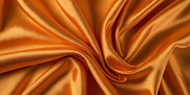 Gold orange shiny fabric background Fabric with folds highly detailed
