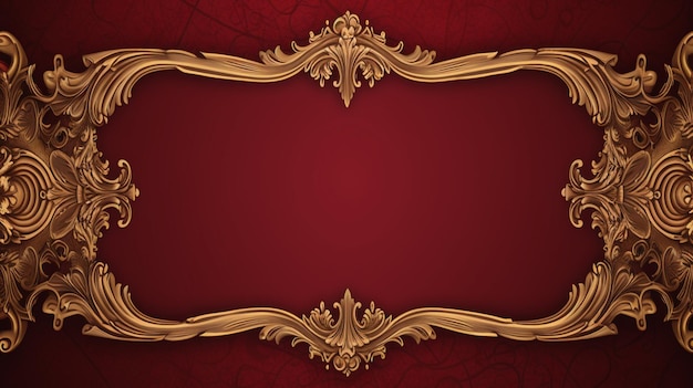 gold ornamental frame luxury red background