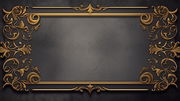 gold ornamental frame on a marble motif background