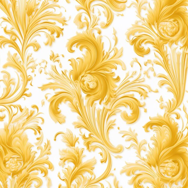 gold ornate wallpaper pattern in the style of light white