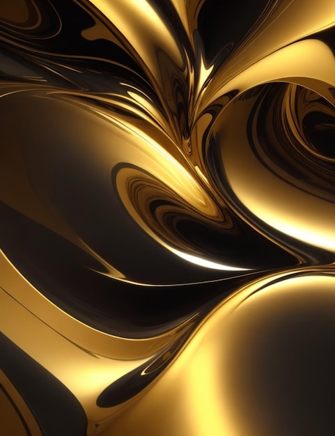 Gold paint flows down on a black background