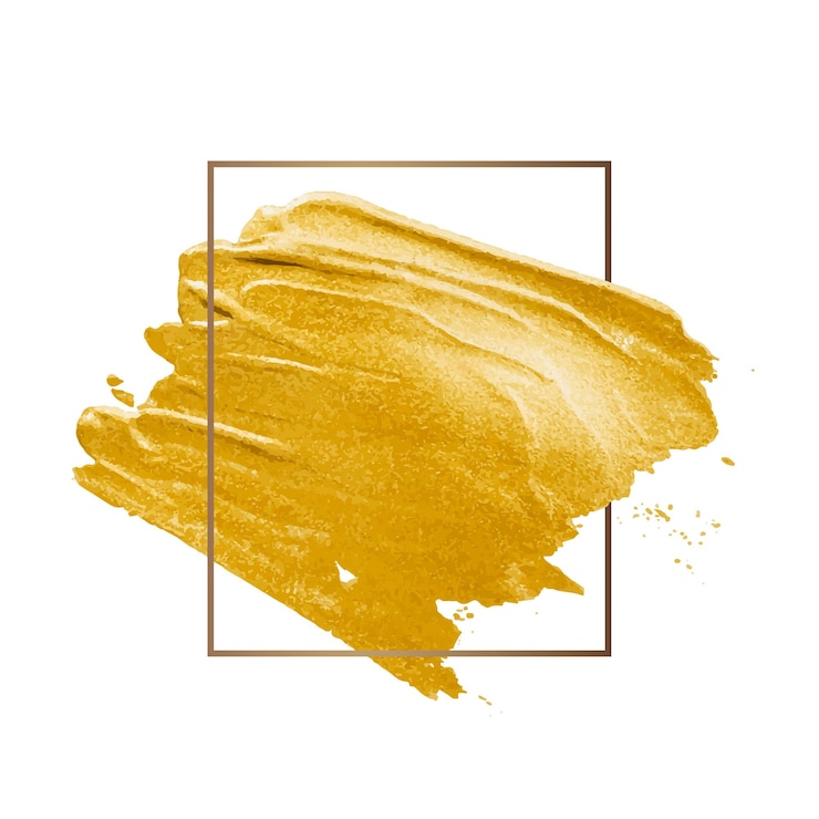 Photo gold paint stroke png texture badge transparent background